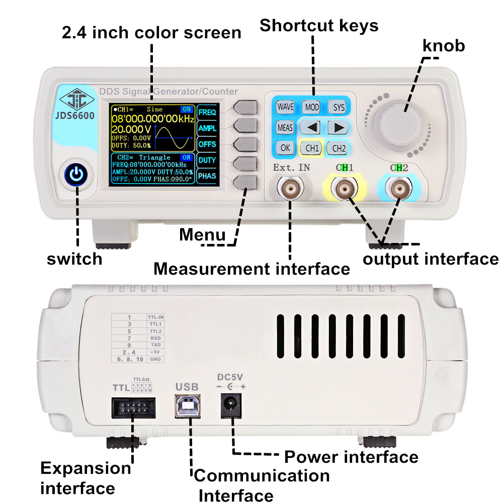 JDS6600 15/30/40/50/60MHz DDS  - Dual Channel Arbitrary Waveform Function Generator 60Mhz avis et prix