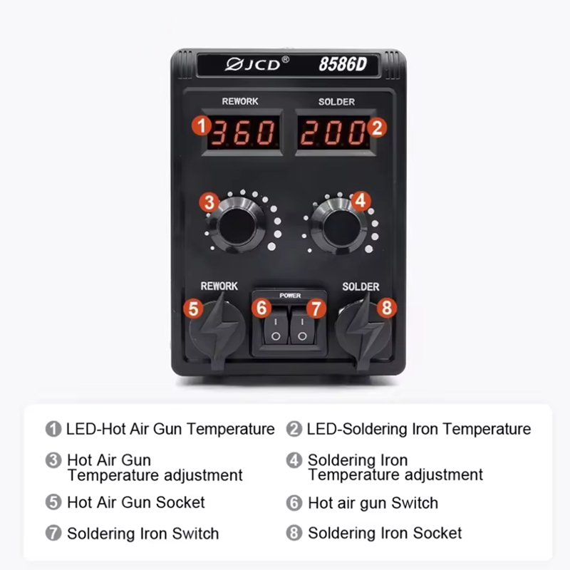 Station de soudage 8586D 2 en  - Smd Rework Station Hot Air Soldering 2 In 1 avis et prix