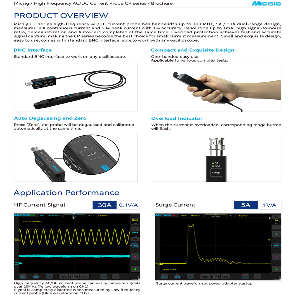 Micsig – sondes de courant AC/ - Current Probe Ac Dc 50Mhz Oscilloscope avis et prix